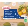 Image de Babybio Dinner Pots - 6 mois et plus - Petits pois, Maïs sucré, Riz - BIO 2x200 g