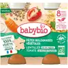 Image de Babybio Midi Pots Végétariens Pâtes Bolognaises Aux Légumes - 8 Mois et + - Lentilles, Tomate 2x200g