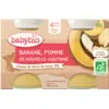 Image de Babybio Pots de Fruits - 4 mois et + - Banane, Pomme - BIO 2x130 g