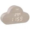 Image de T?nB - RÃ©veil NumÃ©rique Nuage avec LED, RÃ©veil Multifonction, Eclairage Ajustable, 3 Alarmes Programmables ? Finition Bois