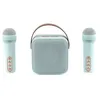 Image de WE POP Mini enceinte karaokÃ© + poignÃ©e, BT 5.4, rechargeable, 2 micros avec 5 sons, style rÃ©tro, bleu