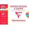 Image de Pochette de papier Dessin à Grain A4 21 x 29,7 cm 160 g/m² 12 feuilles Couleurs Vives