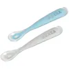 Image de Lot De 2 CuillÃ¨res 1er Ãge Silicone Avec Boite De Transport -Windy Blue - Beaba