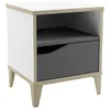 Image de Table de chevet - GENIUS - Blanc et Gris - 1 tiroir - 1 niche - 36,8 x 33 x 43,8 cm