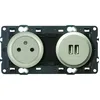 Image de Double prise Legrand en T + 2 USB CELIANE 2 gris