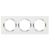 Image de Plaque carrÃ©e dooxie 3 postes finition blanc avec bague effet chrome