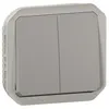 Image de Commande double interrupteur ou poussoir Plexo composable gris (069525L)