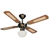 Image de Ventilateur De Plafond Bali  Ã 107 Cm ,4 Pales Noyer/CannÃ©es Noyer, 1 Globe, Laiton Antique