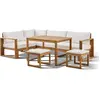 Image de Salon De Jardin D'angle Modulable Levata Dining - Bois D'acacia Fsc - 7 Personnes - Blanc CassÃ© + Housse Incluse