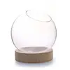 Image de Vase globe en verre avec socle en bois - Ø 13 cm x 14 cm