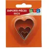 Image de 3 mini emporte-pièces inox - Coeurs - GM : 4.1 x 3.7 cm