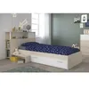 Image de CHARLEMAGNE Ensemble lit tete de lit avec rangement - Style contemporain - DÃ©cor acacia clair et blanc