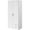 Image de Armoire VARIA - DÃ©cor blanc - 2 portes battantes + 2 tiroirs - L 81 cm x H 185 x P 51 cm - PARISOT