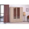 Image de Armoire 4 portes 2 miroirs 2 tiroirs effet bois