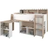 Image de PARISOT Lit combinÃ© enfant avec bureau rÃ©tractable - DÃ©cor blanc et chene - 90x 200 cm - Sommier inclus -THEO