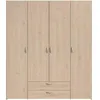 Image de Armoire chambre VARIA - Panneaux de particules - DÃ©cor chene et blanc - 4 portes + 2 tiroirs - L 159,9 cm x P 51,3 cm x H 185 c