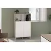 Image de Bahut haut MORPHOS - L 83,7 x P 40 x H 135 cm - DÃ©cor blanc / ChÃªne - 2 portes - PARISOT