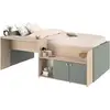 Image de Lit combinÃ© enfant 90x190/200 cm JADE - ChÃªne / Vert cÃ©ladon - Bureau et rangements - PARISOT