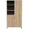 Image de Armoire 2 Portes Et 3 Niches Avec PoignÃ©es DorÃ©es DÃ©cor ChÃªne DorÃ©