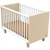 Image de Lit BÃ©bÃ© 120x60 Avec Pieds DÃ©cor ChÃªne Velours Et Balustres Blancs