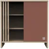 Image de Commode 1 Porte ColorÃ©e Et 3 Niches Avec Claustra En Bois DÃ©cor ChÃªne Suave