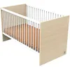 Image de Lit Ãvolutif 140x70 - Little Big Bed En Bois DÃ©cor ChÃªne Velours Et Balustres Blancs