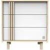 Image de Commode 3 Tiroirs En DÃ©cor ChÃªne Velours Et Blanc Avec Appliques En Bois