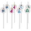 Image de P'TIT Clown re22503 - Lot de 8 pailles anniversaire Princesses
