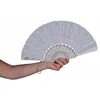 Image de EVENTAIL - TISSU ET PLASTIQUE - BLANC - 45 CM OUVERT - EVENTAIL - TISSU ET PLASTIQUE - BLANC - 45 CM OUVERT