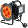 Image de Enrouleur ?lectrique 4 prises 16A 2P+T avec projecteur LED 10W - cÃ¢ble HO5VV-F 3G1 15m avec guide c?ble