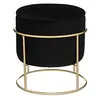 Image de Pouf et Coffre de rangement en Velours Noir et support en mÃ©tal D 42 x H 44 cm