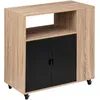 Image de Desserte de rangement avec portes + niches de rangements "Aliaj" - Beige et Noir - L 76 x P 40 x H 80 cm