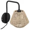 Image de Applique Murale En MÃ©tal Noir Et Corde Beige H 25.5 Cm