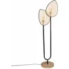 Image de Lampadaire 2 Abat-Jours En Cannage De Rotin Et MÃ©tal Noir H 143 Cm
