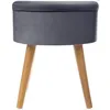 Image de Tabouret avec Coffre en Velours Gris et pieds en Bois naturel H 44 cm
