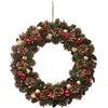 Image de Couronne de noÃ«l avec Houx et Ã©toiles Ã  suspendre en bois et polystyrÃ¨ne - DiamÃ¨tre 50 cm - Rouge, Vert et Marron
