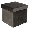Image de 2 en 1 Pouf et Coffre de rangement en velours Gris 31 x 31 cm