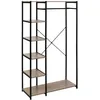 Image de Penderie avec 5 Ã©tagÃ¨res de rangement en MDF et Fer - H. 170 cm - Marron et Noir