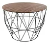 Image de Table basse en acier noir large plateau en bois D 56 cm