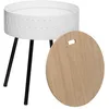 Image de Table d'appoint coffre scandi Shiro - Diam. 38 x H. 45 cm - Blanc