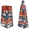 Image de Lot de 16 BoÃ®tes de rangement avec poignÃ©es et coins en mÃ©tal dÃ©co NoÃ«l magique