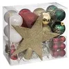 Image de DÃ©co de Sapin de NoÃ«l Kit 44 piÃ¨ces, Boule, Guirlande et Cimier - Vert Rouge et Or