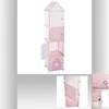 Image de Colonne de rangement "chÃ¢teau" 140cm rose & blanc