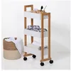Image de Desserte en bambou 3 niveaux Lea - L. 38 x H. 80 cm - Blanc