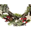 Image de Couronne de NoÃ«l branchage Ã©toilÃ© et enneigÃ© 30 cm