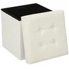 Image de 2 en 1 Pouf pliant et coffre de rangement Beige aspect Lin 38 x 38 cm
