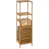 Image de EtagÃ¨re de salle de bain en bambou avec paniÃ¨re Ã  linge intÃ©grÃ©e - Hauteur 118 cm