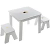 Image de Table bac enfant + 2 tabourets - Blanc et dorÃ©- L 57 x P 57 x H 51 cm