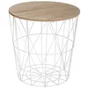 Image de Table Ã  cafÃ© en mÃ©tal blanc et plateau en Bois H 41 cm