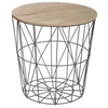 Image de Table Ã  cafÃ© en mÃ©tal noir et plateau en Bois H 41 cm